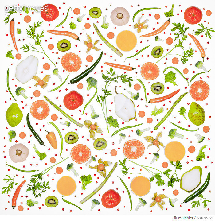 581895721 | 게티이미지코리아 | Food pattern with fresh vegetables and fruits ...