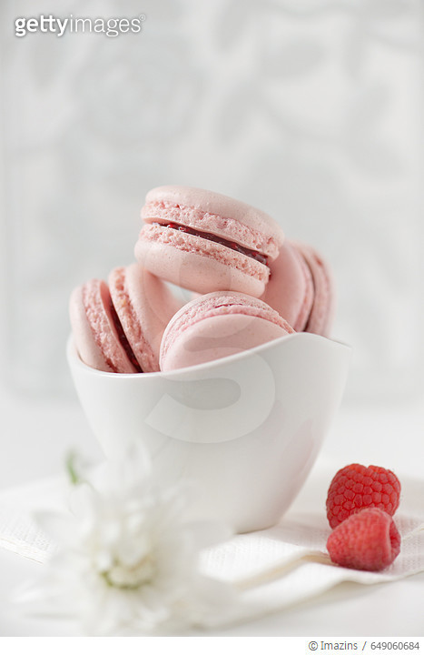 649060684 | 게티이미지코리아 | Delicious pastel raspberry macarons Royalty-Free 이미지