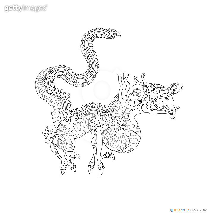 665397182 | 게티이미지코리아 | Azure Dragon of the East (Line drawing) Royalty ...